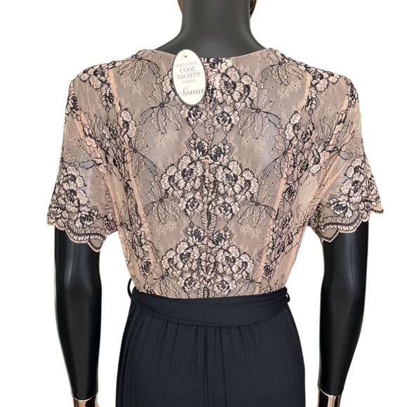Soma Cool Nights Lace Bodice Maxi Nightgown Large Black Nude Lace Sleepwear NWT - Picture 5 of 12
